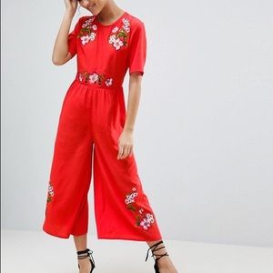 ASOS Curve Red Floral Jumpsuit